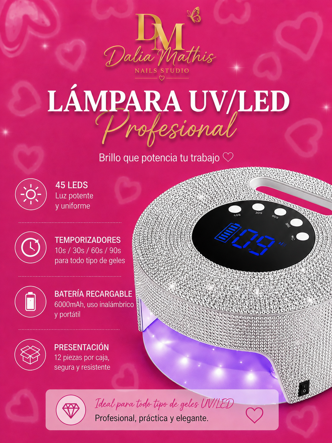 LAMPARA UV/LED PROFESIONAL (PLATEADO)